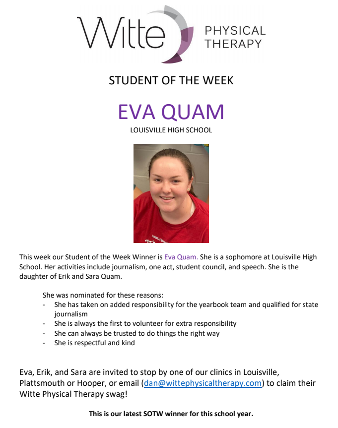 Student of the Week Selection 16