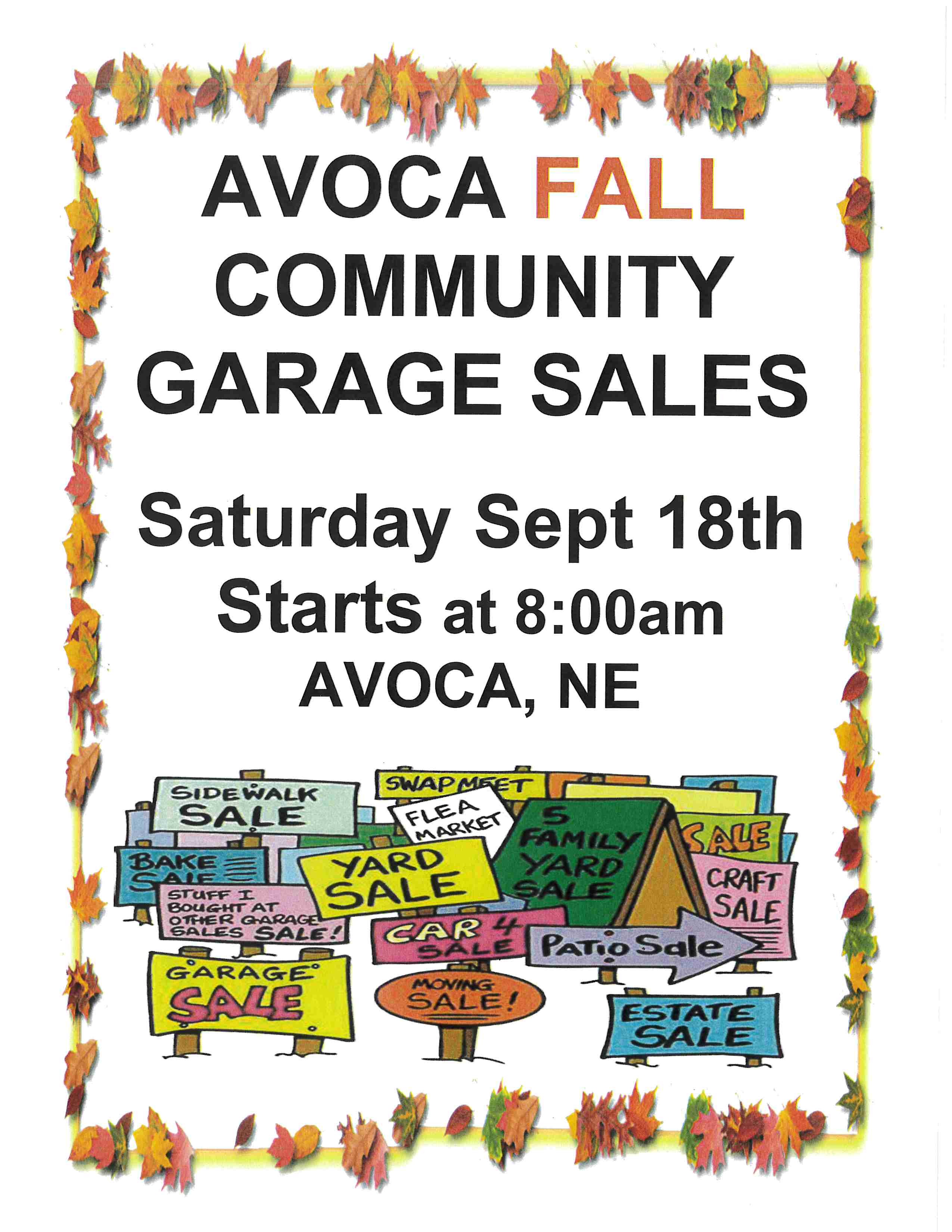 Avoca Fall Community Garage Sales edited Pixlr